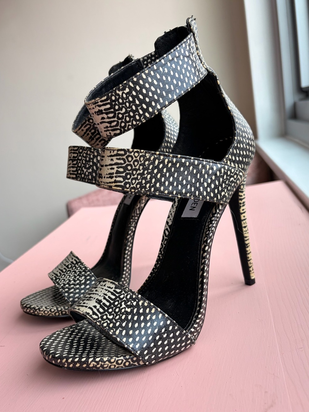 Steve Madden Mira Textured Strappy Stilettos